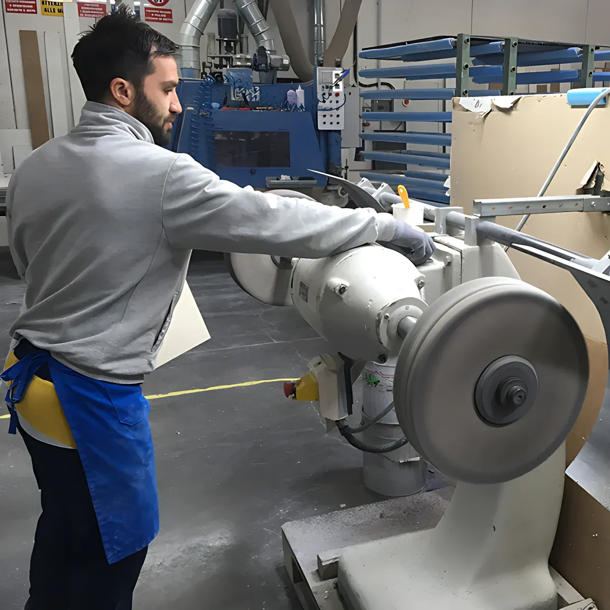 Levigatura di un pannello prima della laccatura
